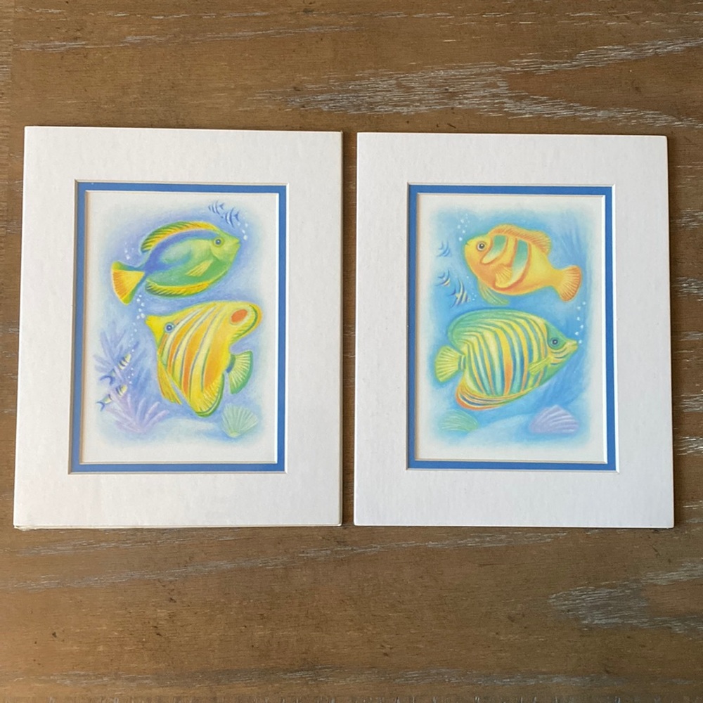 Original "Angel and Butterfly Fish" by Sue Williams Matted Art Prints